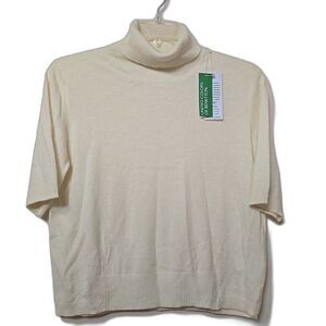 United Colors of Benetton Sweater Cream Size XL Cashmere BLEND WOMENS SOFT